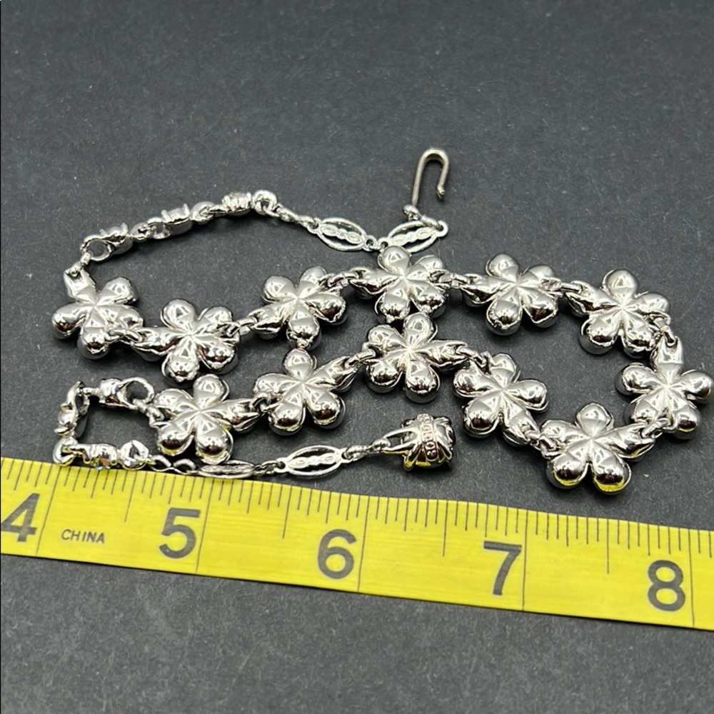 Vintage Bogoff Rhinestone Flower Necklace - image 6